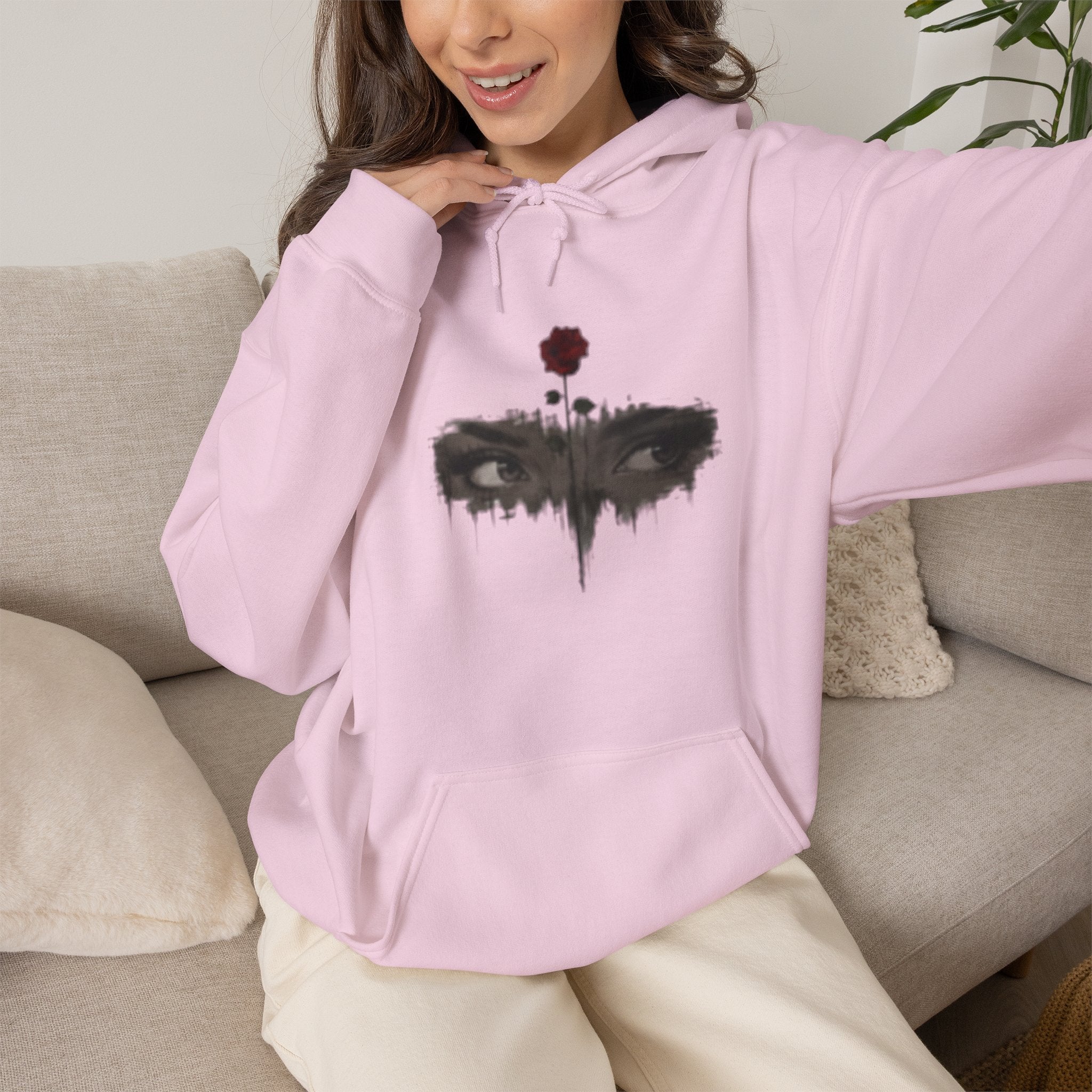 Rose Eyes Hoodie — Gothic Floral Eye Illustration Sweatshirt