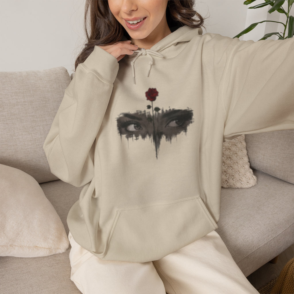 Rose Eyes Hoodie — Gothic Floral Eye Illustration Sweatshirt