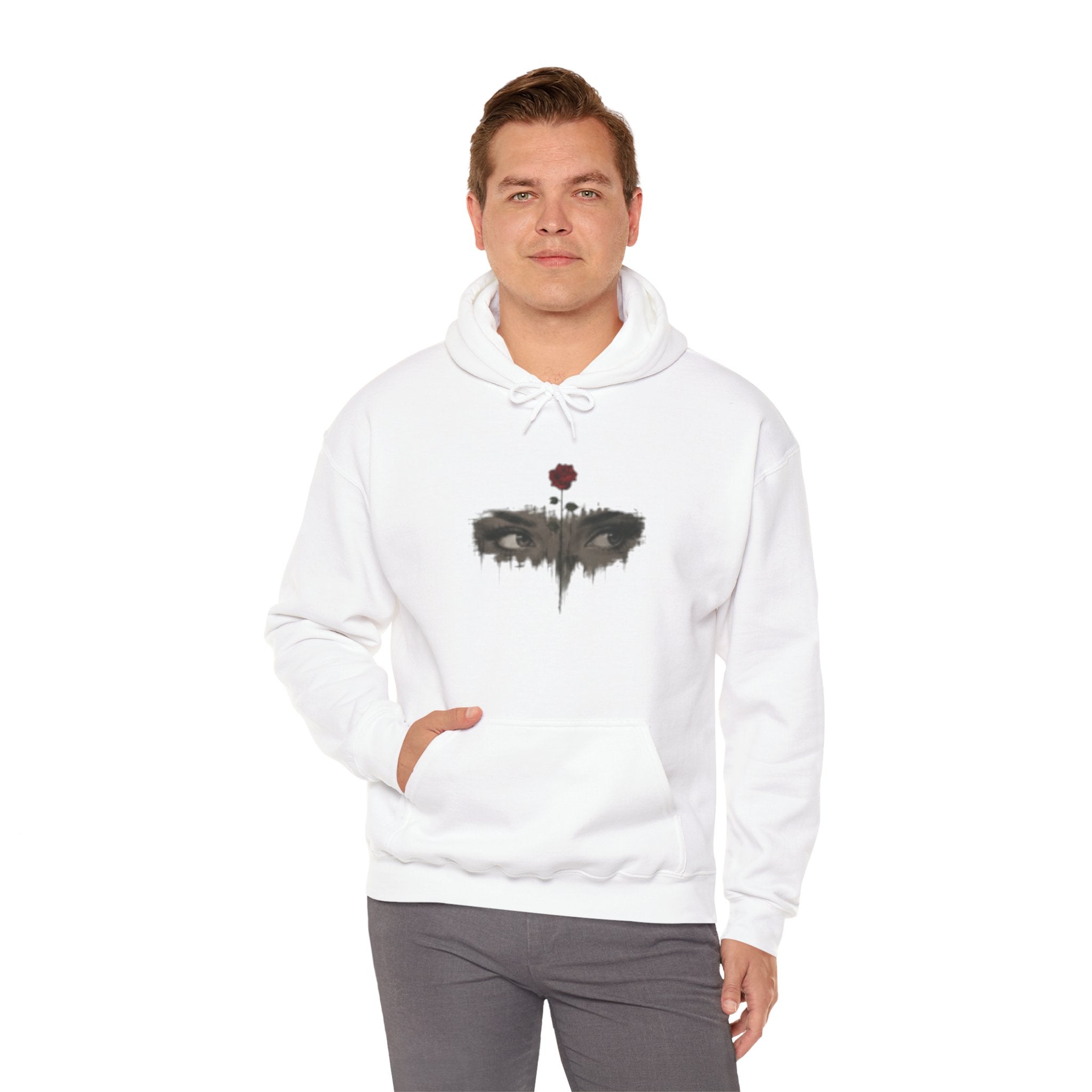 Rose Eyes Hoodie — Gothic Floral Eye Illustration Sweatshirt