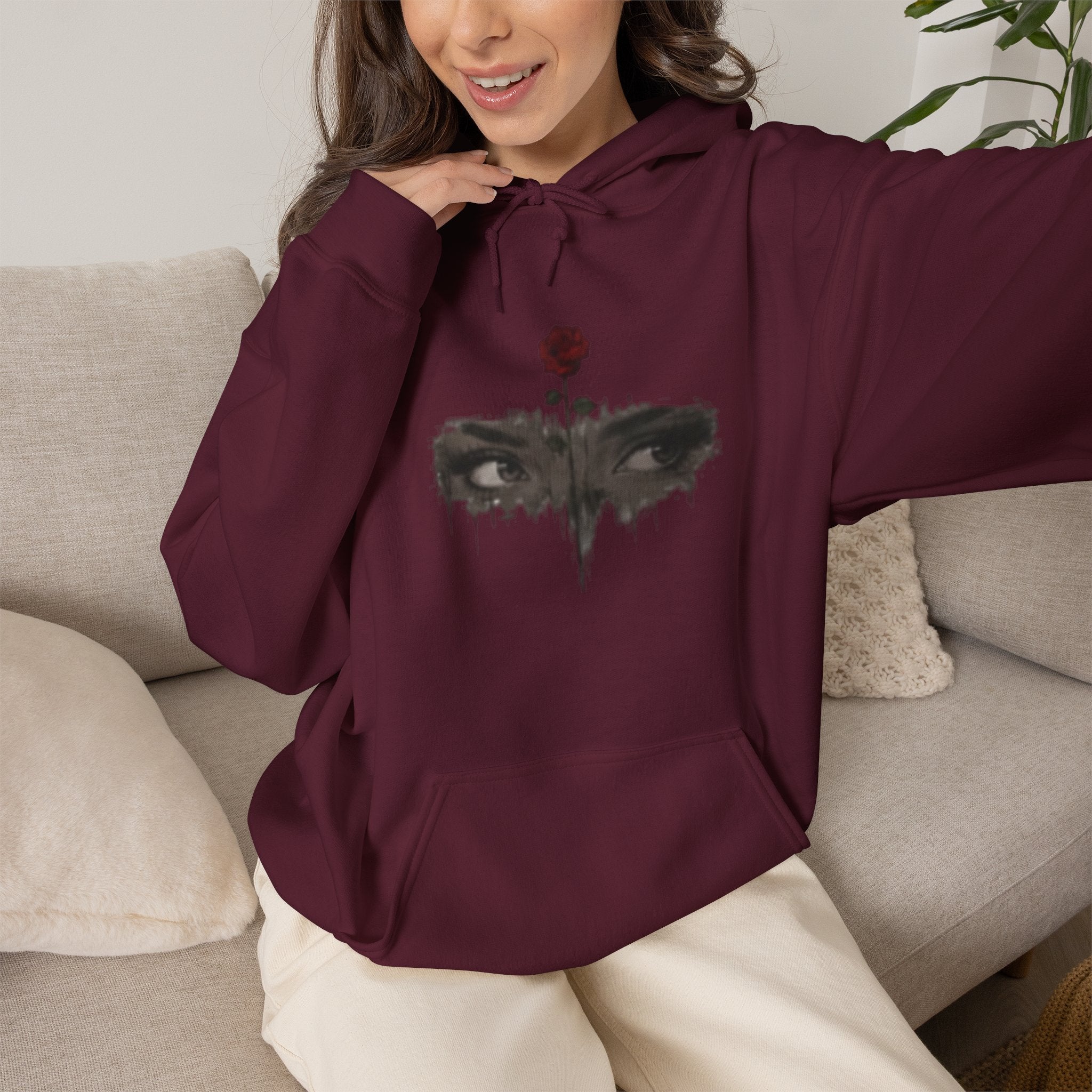 Rose Eyes Hoodie — Gothic Floral Eye Illustration Sweatshirt