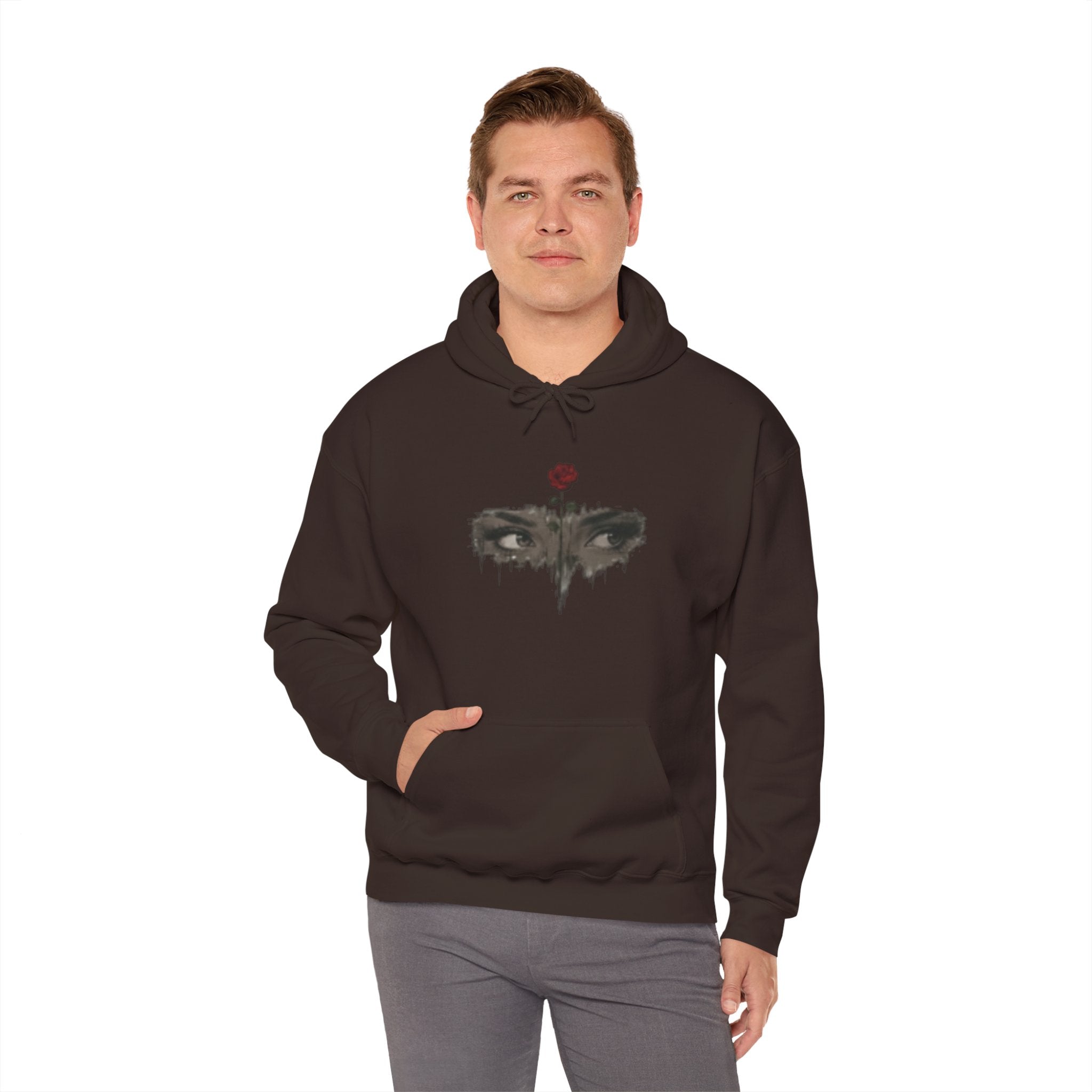 Rose Eyes Hoodie — Gothic Floral Eye Illustration Sweatshirt