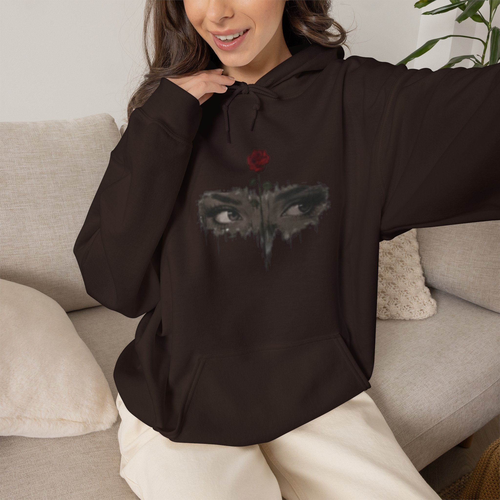 Rose Eyes Hoodie — Gothic Floral Eye Illustration Sweatshirt