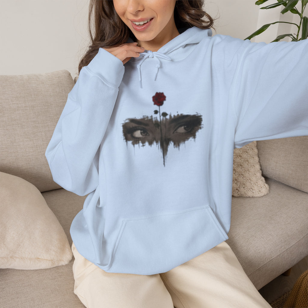 Rose Eyes Hoodie — Gothic Floral Eye Illustration Sweatshirt