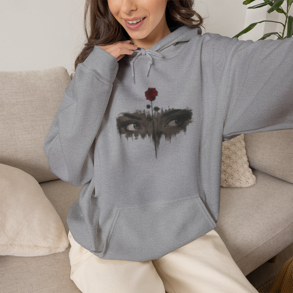 Rose Eyes Hoodie — Gothic Floral Eye Illustration Sweatshirt