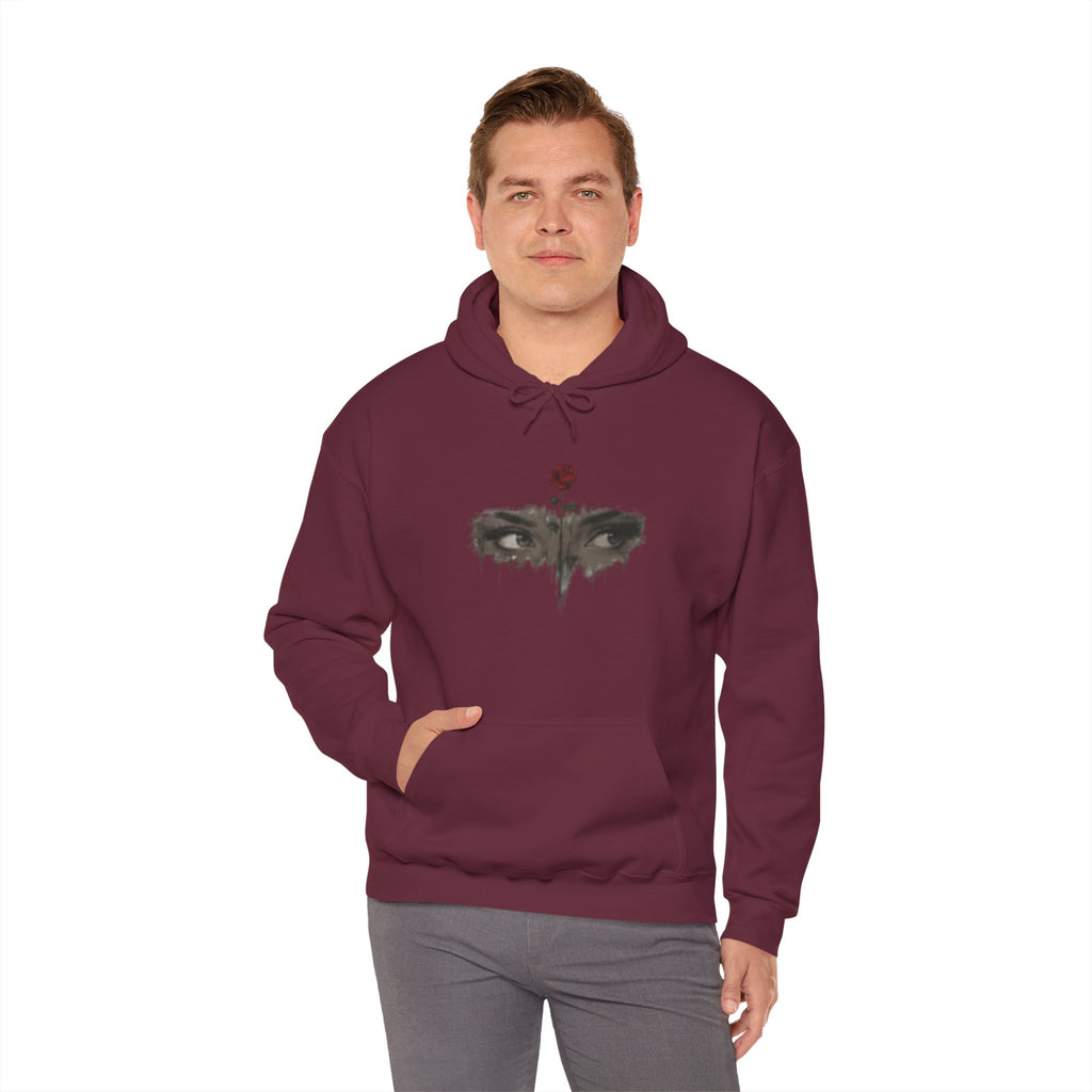 Rose Eyes Hoodie — Gothic Floral Eye Illustration Sweatshirt