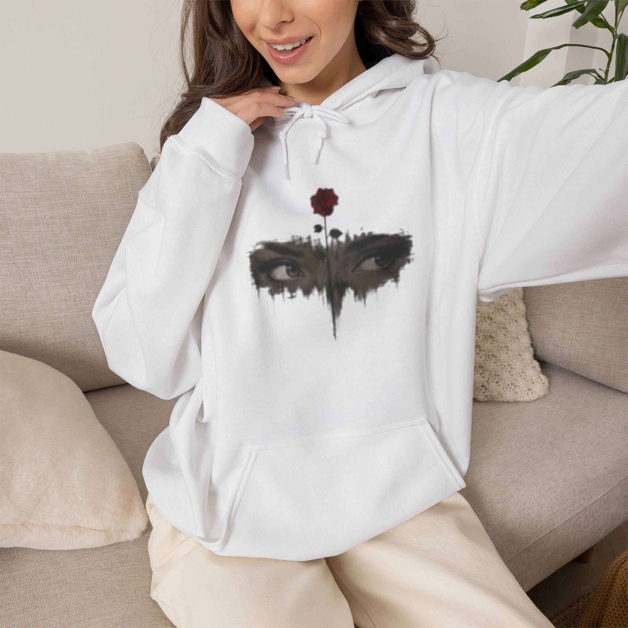 Rose Eyes Hoodie — Gothic Floral Eye Illustration Sweatshirt