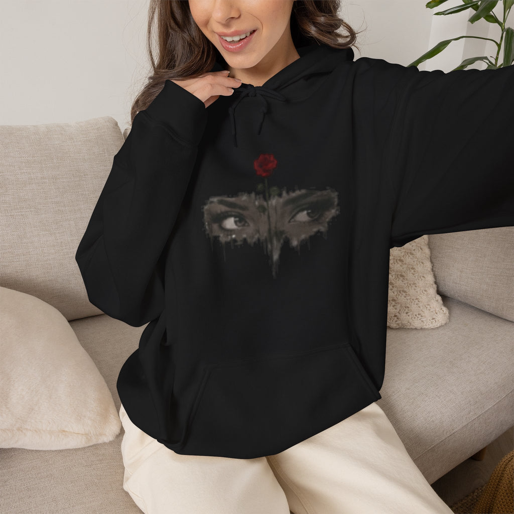 Rose Eyes Hoodie — Gothic Floral Eye Illustration Sweatshirt